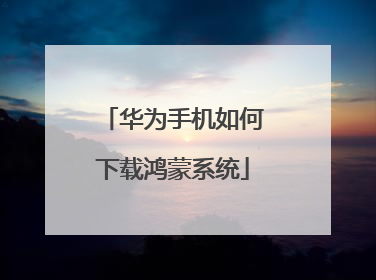 华为手机如何下载鸿蒙系统