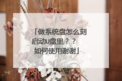 做系统盘怎么刻启动U盘里?? 如何使用谢谢