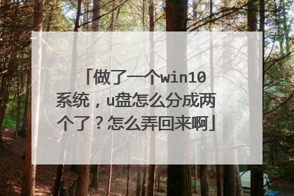做了一个win10系统，u盘怎么分成两个了？怎么弄回来啊