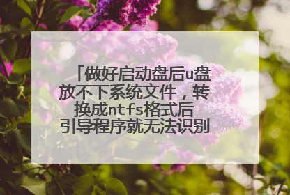做好启动盘后u盘放不下系统文件,转换成ntfs格式后引导程序就无法识别,怎么解决?
