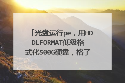 光盘运行pe,用HDDLFORMAT低级格式化500G硬盘,格了2天才20%左右,时间太久,等不了,就点了关闭,电脑死机