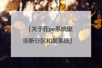 关于在pe系统里重新分区和装系统