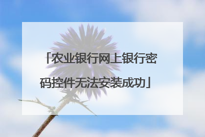 农业银行网上银行密码控件无法安装成功