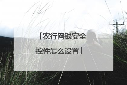 农行网银安全控件怎么设置