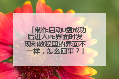 制作启动U盘成功后进入PE界面时发现和教程里的界面不一样，怎么回事？