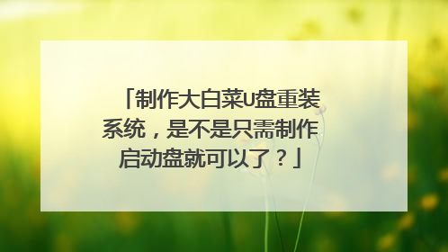 制作大白菜U盘重装系统，是不是只需制作启动盘就可以了？