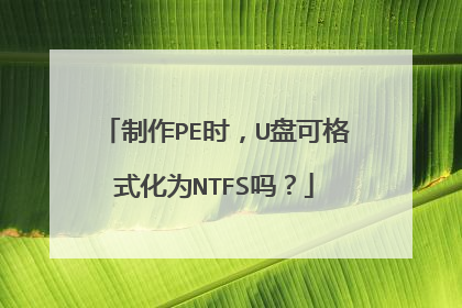 制作PE时，U盘可格式化为NTFS吗？