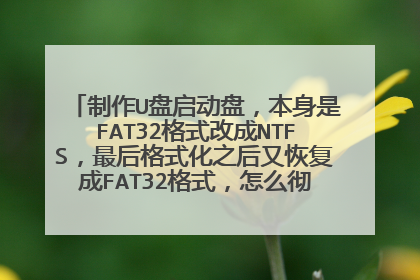 制作U盘启动盘,本身是FAT32格式改成NTFS,最后格式化之后又恢复成FAT32格式,怎么彻底改变U盘格式?