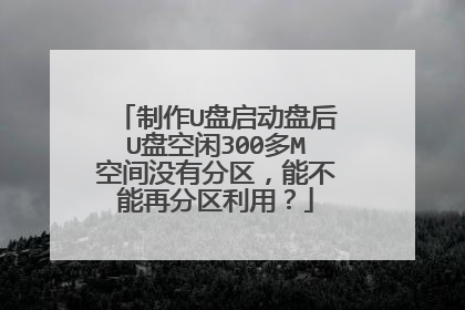 制作U盘启动盘后U盘空闲300多M空间没有分区,能不能再分区利用?