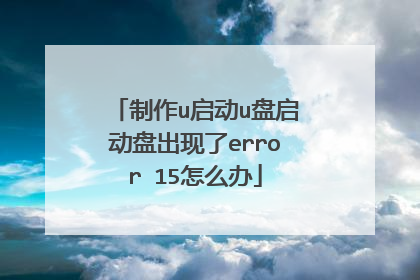 制作u启动u盘启动盘出现了error 15怎么办