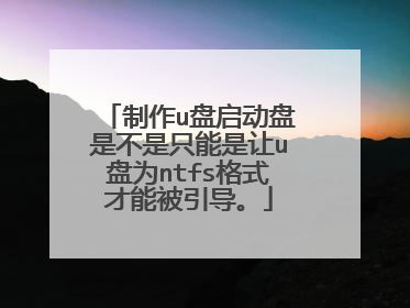 制作u盘启动盘是不是只能是让u盘为ntfs格式才能被引导。