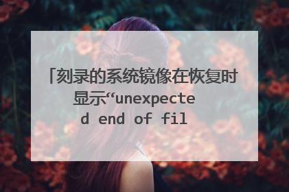 刻录的系统镜像在恢复时显示“unexpected end of file”,该如何解决啊?