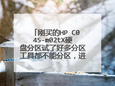 刚买的HP C045-m02tX硬盘分区试了好多分区工具都不能分区,进入WIN Pe 根本看不到硬盘,请问如何分区??
