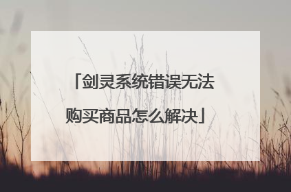 剑灵系统错误无法购买商品怎么解决