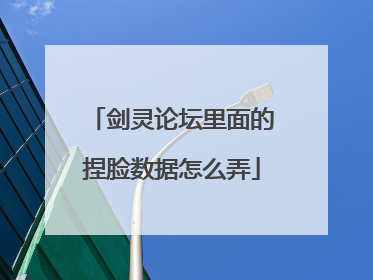 剑灵论坛里面的捏脸数据怎么弄