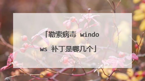 勒索病毒 windows 补丁是哪几个