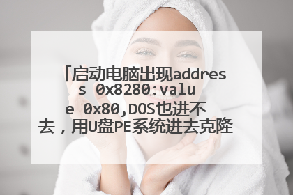 启动电脑出现address 0x8280:value 0x80,DOS也进不去,用U盘PE系统进去克隆系统安装也做不了系统。
