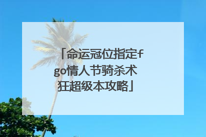 命运冠位指定fgo情人节骑杀术狂超级本攻略