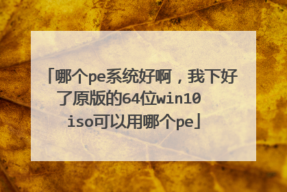 哪个pe系统好啊,我下好了原版的64位win10 iso可以用哪个pe
