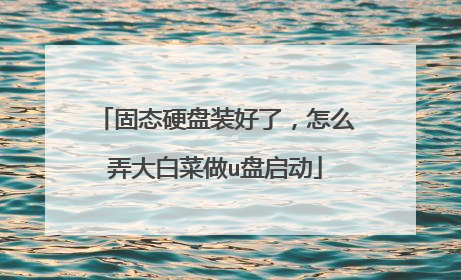 固态硬盘装好了,怎么弄大白菜做u盘启动