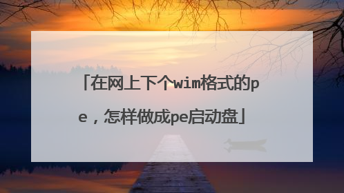 在网上下个wim格式的pe,怎样做成pe启动盘