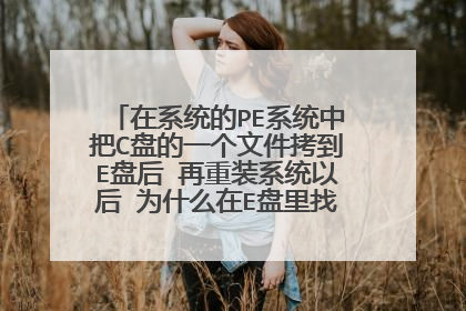 在系统的PE系统中把C盘的一个文件拷到E盘后 再重装系统以后 为什么在E盘里找不到那个文件呢