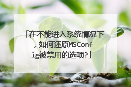 在不能进入系统情况下,如何还原MSConfig被禁用的选项?