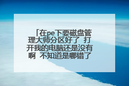 在pe下要磁盘管理大师分区好了 打开我的电脑还是没有啊 不知道是哪错了啊》请高人指点