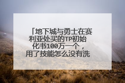 地下城与勇士在赛利亚处买的TP初始化书100万一个，用了技能怎么没有洗点啊，不是的话什么是洗点药，不玩了