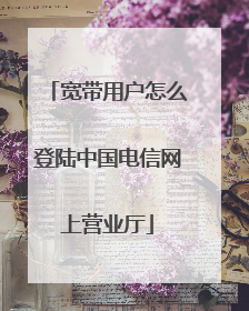宽带用户怎么登陆中国电信网上营业厅