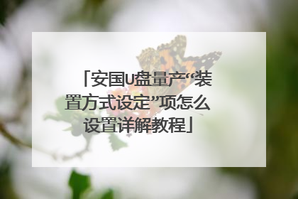 安国U盘量产“装置方式设定”项怎么设置详解教程