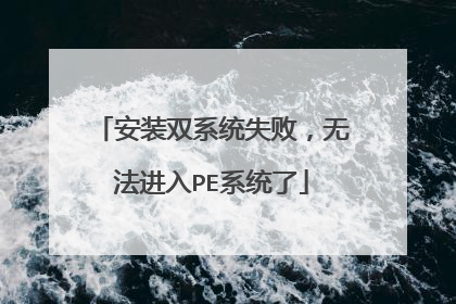 安装双系统失败，无法进入PE系统了