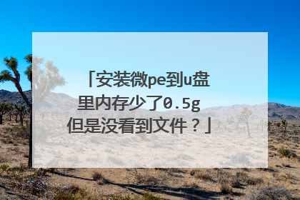 安装微pe到u盘里内存少了0.5g但是没看到文件?