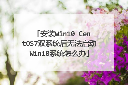安装Win10 CentOS7双系统后无法启动Win10系统怎么办