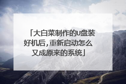 大白菜制作的U盘装好机后,重新启动怎么又成原来的系统