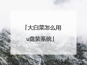 大白菜怎么用u盘装系统