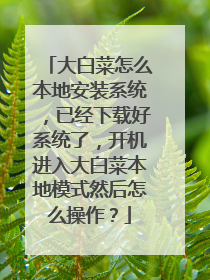 大白菜怎么本地安装系统，已经下载好系统了，开机进入大白菜本地模式然后怎么操作？