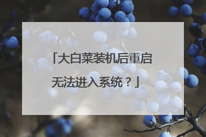 大白菜装机后重启无法进入系统？