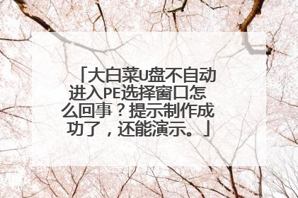 大白菜U盘不自动进入PE选择窗口怎么回事?提示制作成功了,还能演示。
