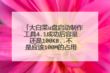 大白菜u盘启动制作工具4.1成功后容量还是100KB..不是应该100M的占用空间吗?重复制作好几次都是这样..请教
