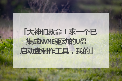 大神们救命!求一个已集成NVME驱动的U盘启动盘制作工具,我的