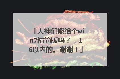 大神们能给个win7精简版吗?,1G以内的。谢谢!