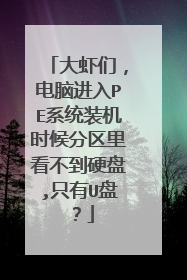 大虾们，电脑进入PE系统装机时候分区里看不到硬盘,只有U盘？