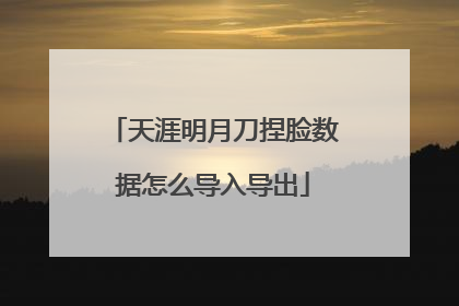 天涯明月刀捏脸数据怎么导入导出