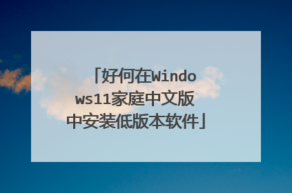 好何在Windows11家庭中文版中安装低版本软件