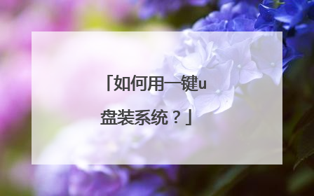 如何用一键u盘装系统?