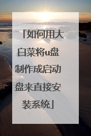 如何用大白菜将u盘制作成启动盘来直接安装系统