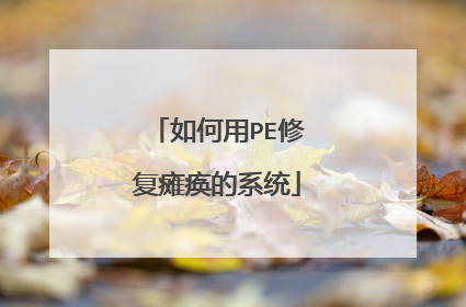 如何用PE修复瘫痪的系统