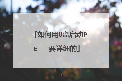 如何用U盘启动PE   要详细的
