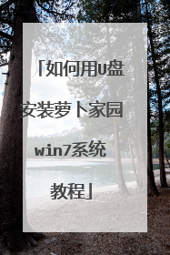 如何用U盘安装萝卜家园win7系统教程